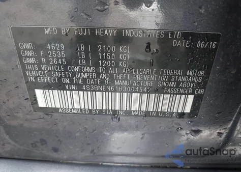 2017 Subaru Legacy 3.6R Limited from USA, damaged, VIN 4S3BNEN61H3004542